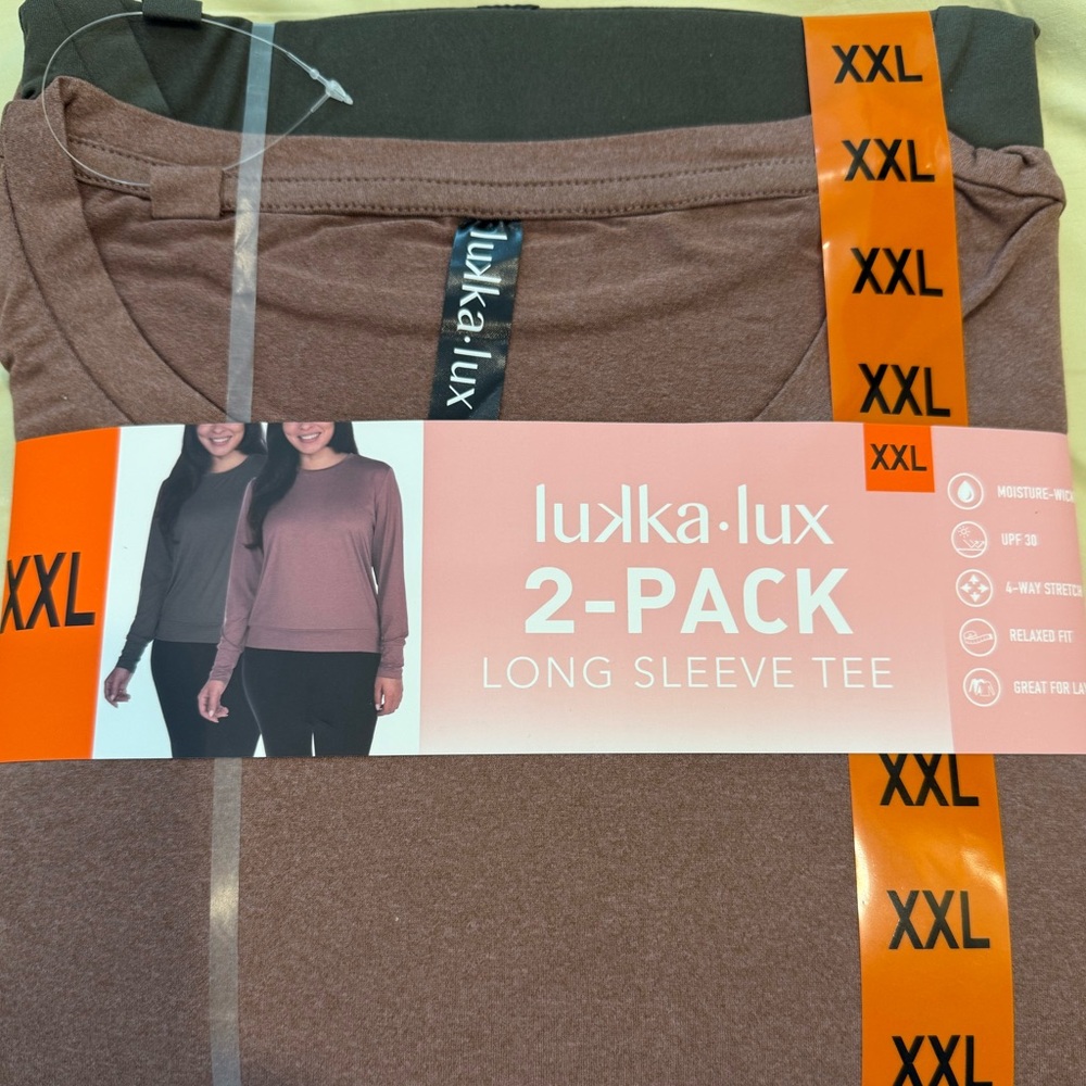 Lukka Lux Long Sleeve Tee 2-Pack, oregano and dusty rose colors